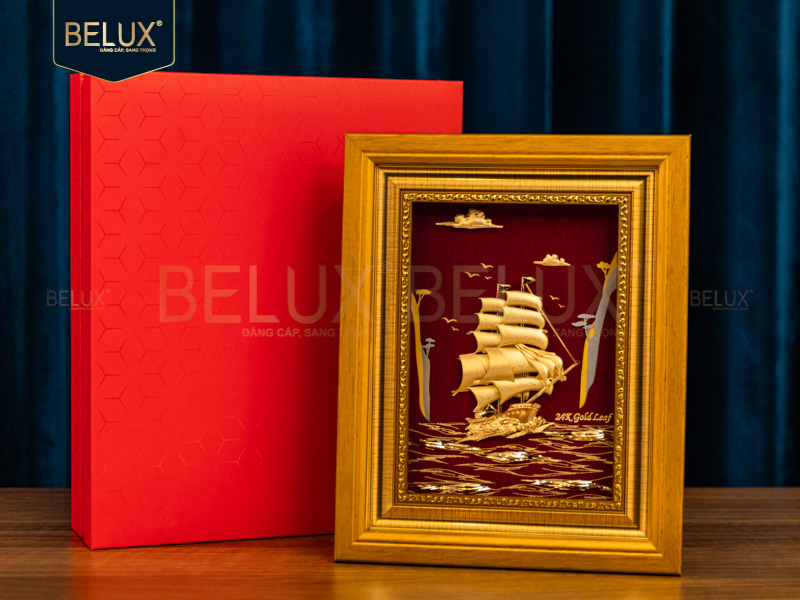 Tranh thuận buồm xuôi gió dát vàng 24k 25x20cm